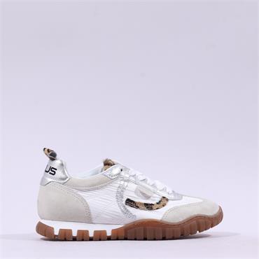 Mjus T Toe Retro Laced Trainer - White Leopard Combi
